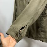 EXPRESS Khaki Utility Jacket M unisex zip up long sleeve cinch waist military Photo 8