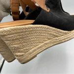 Dolcetta  Black Faux Suede Peep Toe Wedge Espadrille Sandals 8.5 Peep Toe Beachy Photo 10