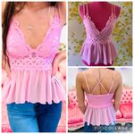 Love Tree Lace cami top babydoll style top in pink size M Photo 3