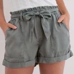 Aerie  Tie Waist Flowy Beach Shorts in Olive Green Size M Photo 0