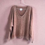 American Eagle  Fleece V-Neck Mineral Wash Sweatshirt Photo 5
