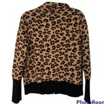 Rachel Zoe  Leopard Print Zip Up Knit Sweater Jacket Long Sleeve Photo 2