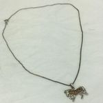 Show horse with fancy crystal saddle silver tone 18" chain Photo 0