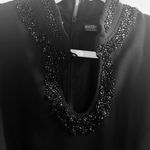 Liz Claiborne Womens Size 8 Black Beaded Keyhole Neck Tea Length Dress Maxi Photo 7