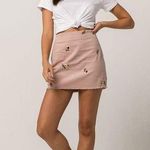 Ivy+Main Pink Corduroy Floral Embroidered Cut-Off Mini Skirt Womens Size Small Photo 0