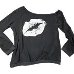 MAGICMK Off The Shoulder Pullover Black Sweatshirt‎ 3x Long Sleeve White Lips Size undefined Photo 0