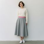 Rainbow Sandals Y2K Rainbow Brand Gray A-Line Circle Skirt – Pink Waistband, 50s Doo Wop Style Photo 4