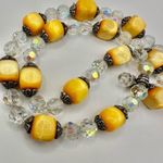 crystal and yellow cats eye vintage necklace Photo 6