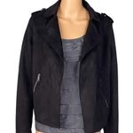 T Tahari T TAHAHI black faux suede, Vegan, crop moto jacket w/POCKETS. Size Small. EUC Photo 1