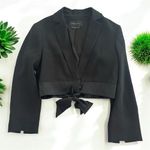 BCBGMAXAZRIA Cropped Tuxedo Blazer Silk Trim Detail Photo 1