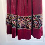 vintage • Nancy Johnson velvet midi dress maroon embroidered 80s 90s party pleat Red Size 8 Photo 5