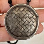 Sterling silver onyx and amethyst beaded choker pendant necklace Photo 8