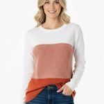 kim rogers  orange striped knit sweater size small Photo 0