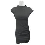 ZARA  Women's Gray Ruched Textured Short Sleeve High Neck Mini Bodycon Dress Sz S Photo 2