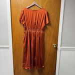 Baltic Born NEW Poppy Satin Midi Dress Short Sleeve Front Tie Rust Orange XXL Photo 10