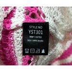 POL Womens Striped Sweater Pink White Sz M Open Knit Beachy Photo 4