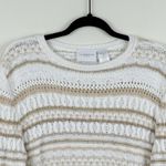 Liz Claiborne  LizSport Women's Medium White Beige Open Knit Pullover Sweater Photo 2