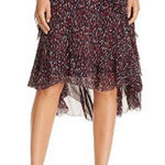 Joie  Brigida Silk Black and Red High Low Ruffle Skirt Photo 0