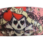 Bracelet pink skull clear rhinestone life love luck goth Punk Rock Bangle Pink Photo 0