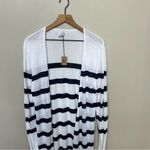Mud Pie  NWT Striped Beau Duster Cardigan WHITE NAVY Size M/L Photo 2
