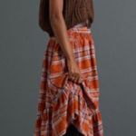 Anthropologie  Plaid A-Line Midi Skirt high low high waisted size XL Photo 1