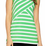 Susan Graver Weekend Green and White Asymmetrical Striped Tank Top S Photo 0