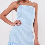 Missguided Blue Stripe Ruffle Dress Photo 0