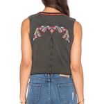 Free People  Around the World Wrap Front Embroidered Tank‎ Top in Black Combo XS Photo 3