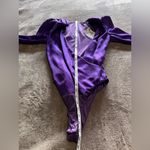 ZARA  Shimmer Metallic Purple Long Sleeve Bodysuit Disco Top NWT Sz XS Photo 5