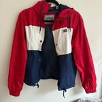 Levi Strauss Co Colorblock Hooded Windbreaker Jacket Red White Blue Photo 2
