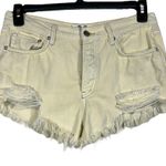 We The Free Free People SZ 28 Loving Good Vibrations Jean Shorts Button-Fly Hi-Rise Yellow Photo 1