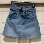 We The Free  East of Eden Paper Bag High Waist Jean Mini Skirt Size 24 Photo 0
