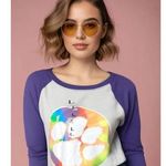 Hanes NWT Clemson Tigers Women's Large Purple/Gray Tie Dye Logo Graphic Raglan T-Shirt Photo 0