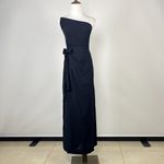 Farm Rio NWOT  Linen Blend Black One Shoulder Bow Smocked Wrap Maxi Dress Sz M Photo 3