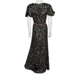 Mac Duggal Black and Gold Sequined Wrap Over Butterfly Sleeve Draped Gown Sz 6 Photo 6