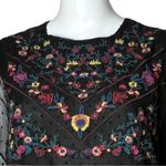 Allison New York Blouse Womens Medium Peplum Blouse Black Embroidered Floral Photo 4