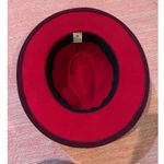 Burgundy Fedora Hat with Gold Chain Accent Photo 6