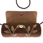 American Vintage Vintage 90s Lynne Jerome Floral Beaded Crossbody Purse 100% Silk Lined | Brown Photo 3