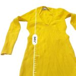 ZARA Yellow Canelado Amarelo Ribbed cut out long sleeve sweater dress size small Photo 8