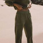 NWT Araminta James Women's S Cropped Velour Hoodie Khaki Green Casual Photo 1