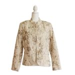 Erin London Blazer Jacket Cream Ivory Gold Floral Lightweight Jacket Medium Tan Photo 12