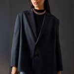 Anthropologie x Mare Mare Oversized Navy Striped Blazer Photo 2