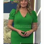 DKNY Womens Sheath Scuba Crepe Green Dress Size 14 Photo 3