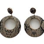 vintage Snake Skin Dangle Drop Earrings Animal Print Quality Sz 3” Brown Photo 2