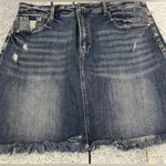 Risen Blue Denim Mini Skirt Frayed Hem Size 2x Photo 2