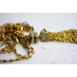 Source Unknown Vintage Double Strand Gold Tone Rhinestone Accent Tassel Pendant Necklace Photo 2