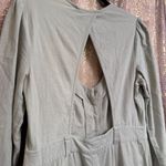 Free People Back Into It Pastel Sage Green Wide Leg Cotton Jumpsuit Large Photo 5