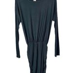 Hard Tail Blue Gray Ruched Cinched Side Long Sleeve Knee Length Dress S Photo 0