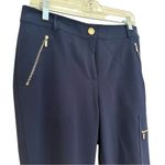 St. John Crepe Sport Zipper Straight Leg Pants Women's 8 Navy Career Casual Photo 1