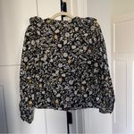 Sézane Sezane Roby navy blue Yellow Ruffle Floral Long Sleeve Blouse button up top Photo 5